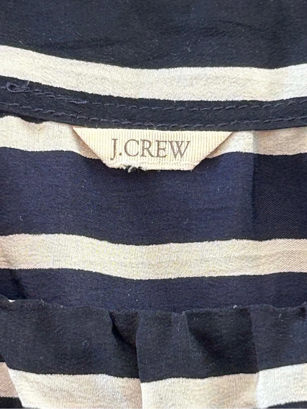 J.Crew Striped 100% Silk Drop-Waist Mini Dress Navy/White Nautical Quiet Luxury